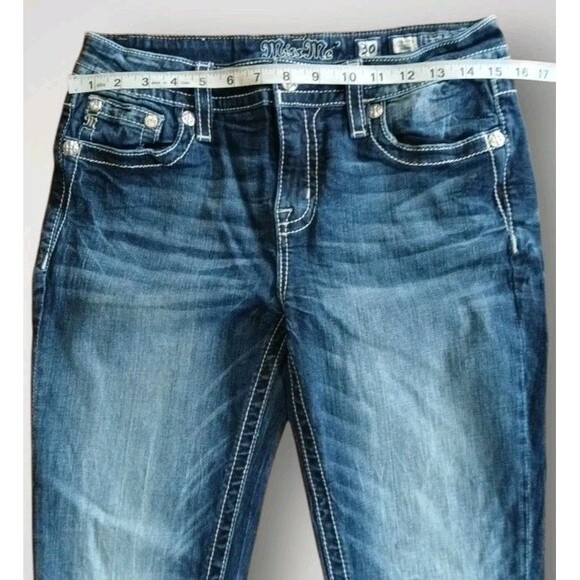 Miss Me Standard Skinny Rhinestone Bling Jeans Dark Wash Size 30 - Picture 5 of 8